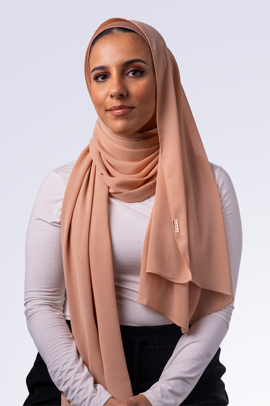 Crinkle Chiffon Hijab - Peach