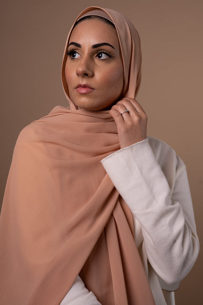 Crinkle Chiffon Hijab - Peach