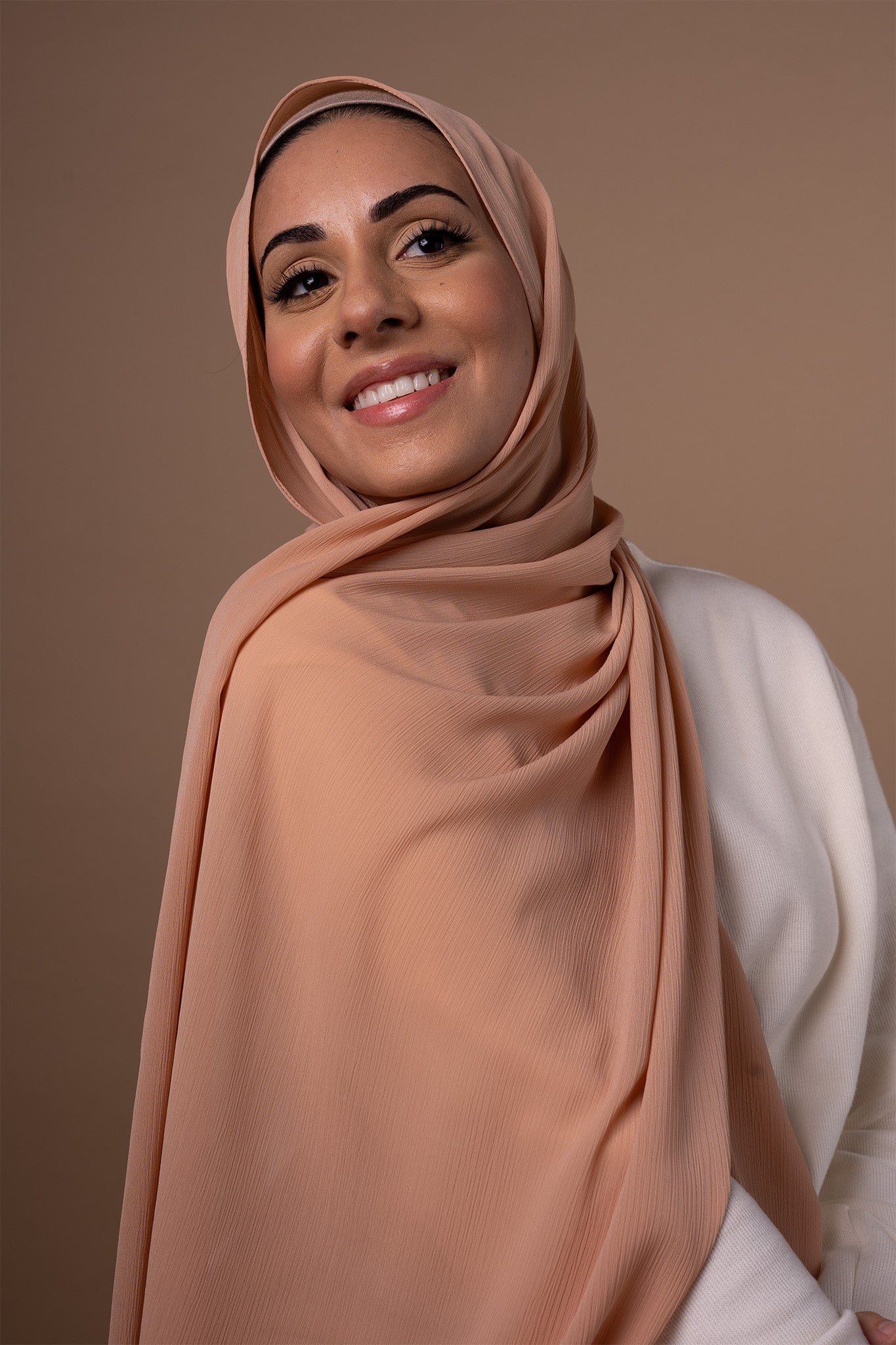 Crinkle Chiffon Hijab - Peach