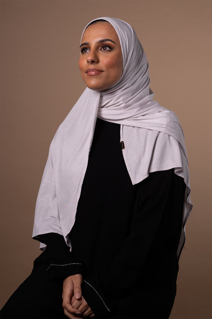 Bamboo Jersey Hijab - Silver Feather