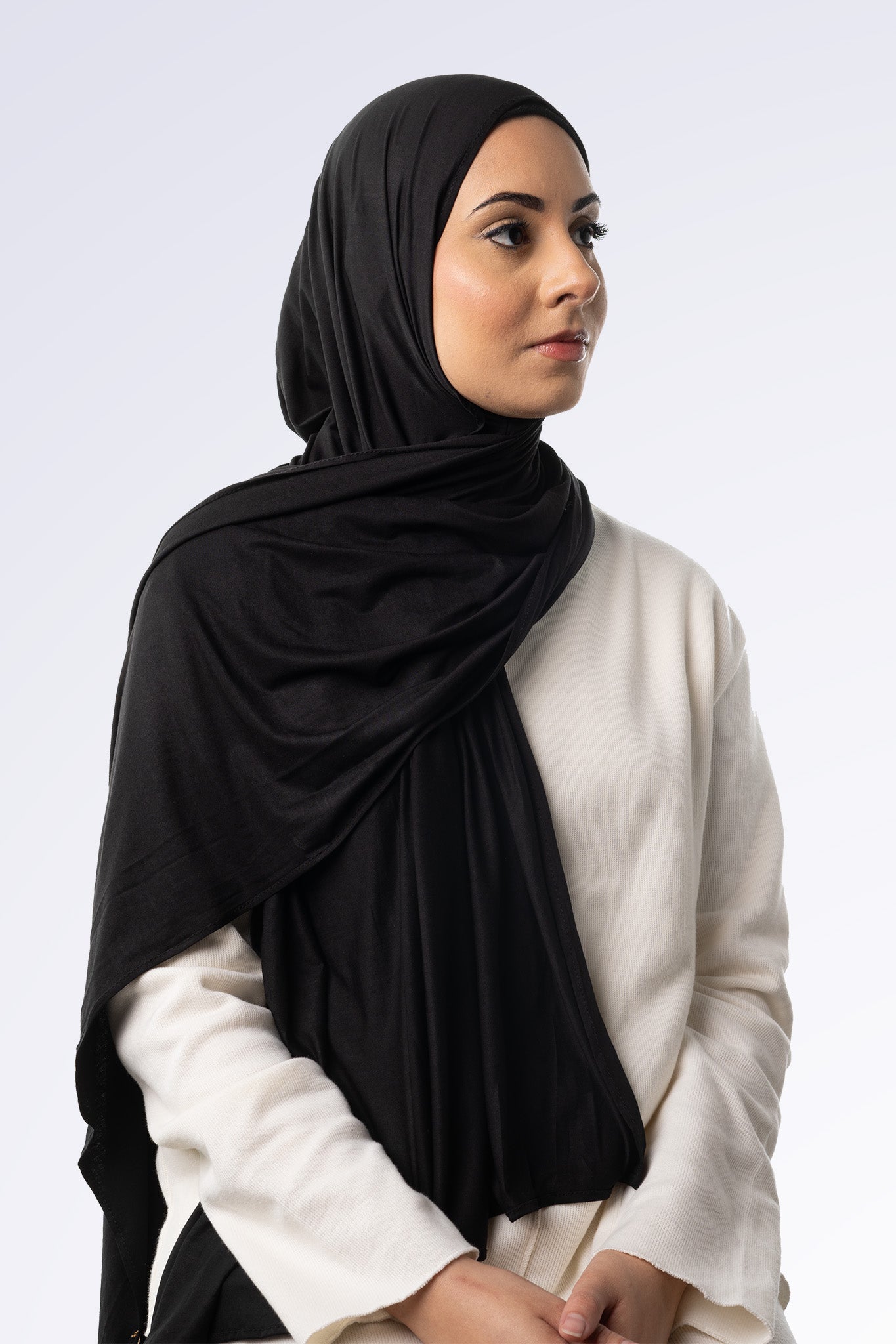 Bamboo Jersey Hijab in Jet Black