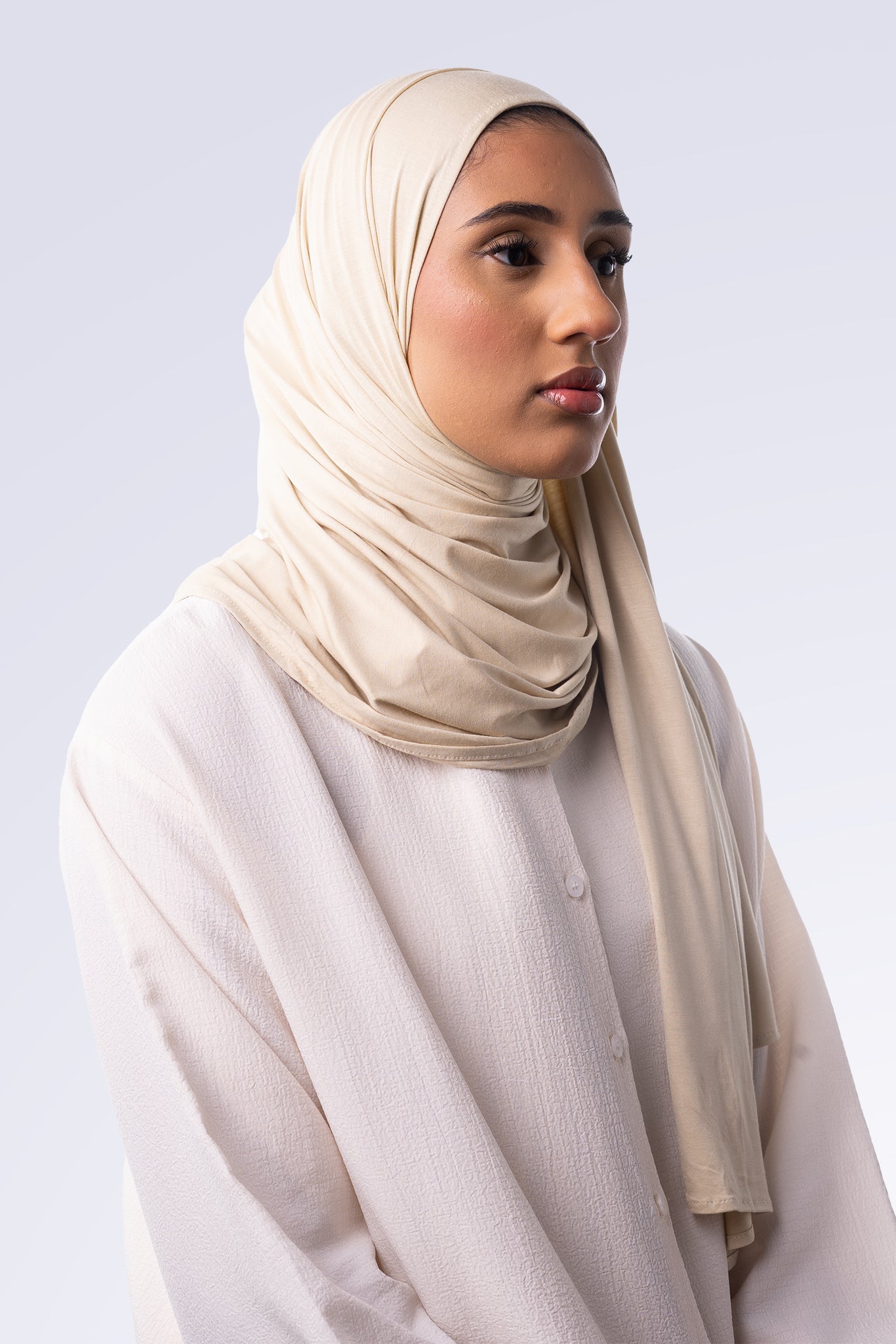 Bamboo Jersey Hijab in Almond Cream