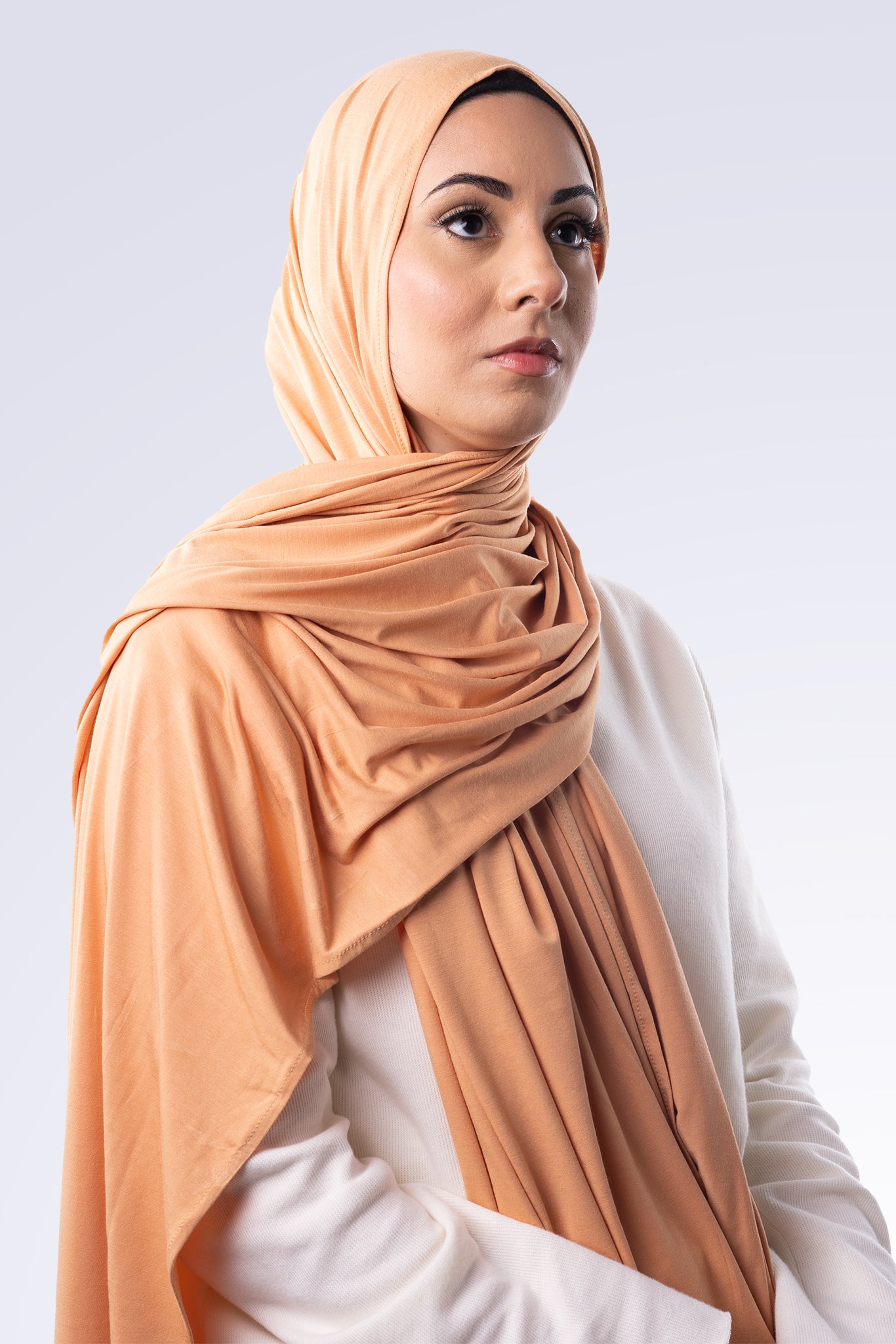 Bamboo Jersey Hijab in Apricot Tan