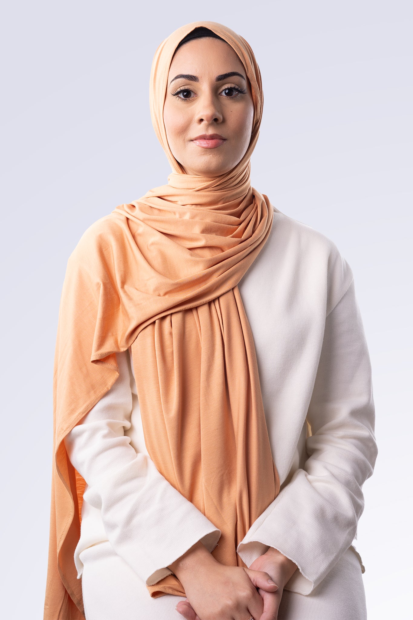 Bamboo Jersey Hijab in Apricot Tan