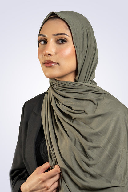 Bamboo Jersey Hijab - Deep Khaki
