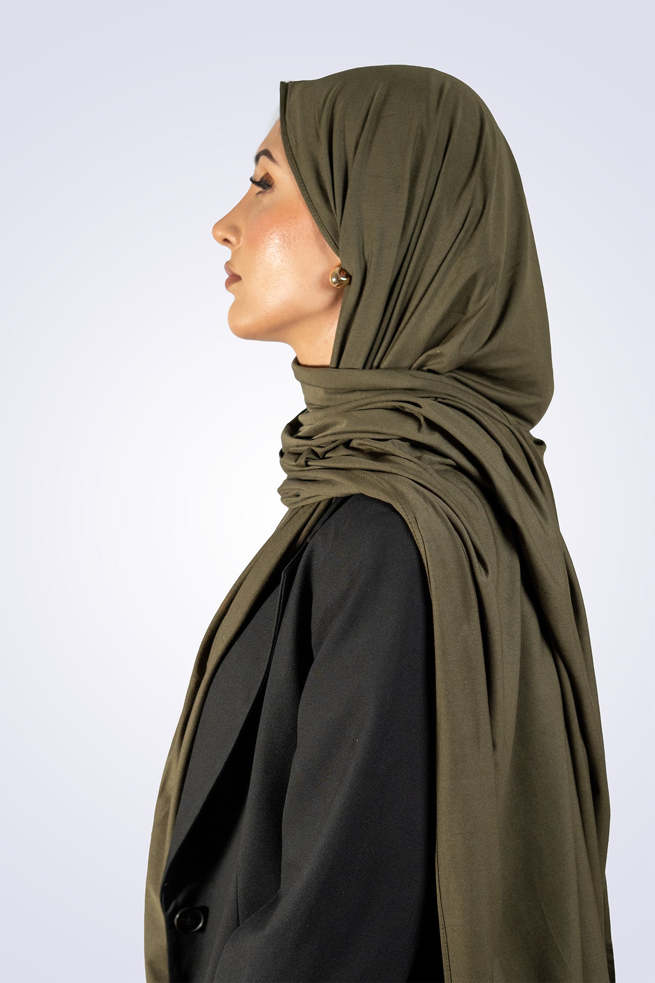 Bamboo Jersey Hijab - Deep Olive