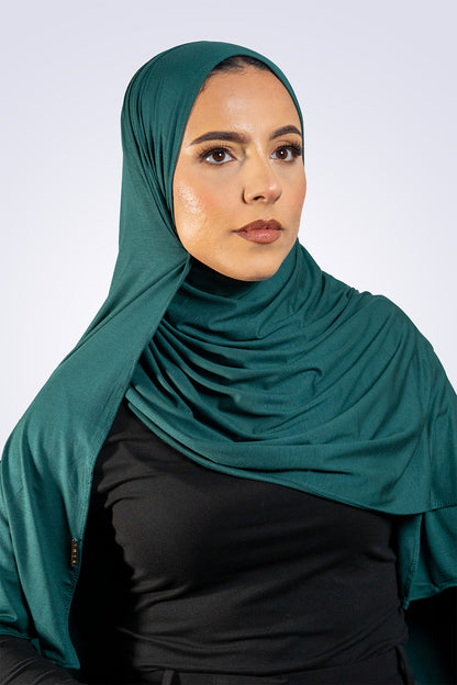 Bamboo Jersey Hijab - Forest Green