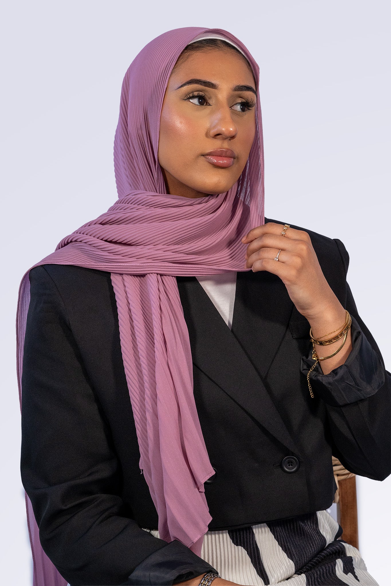 Pleated Chiffon Hijab - Lilac