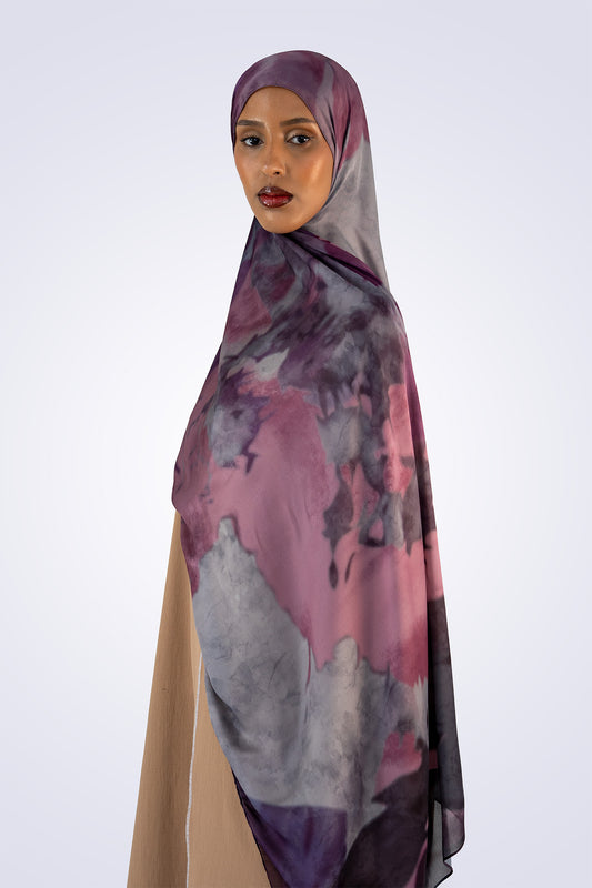 Printed Satin - Marble Dusk
