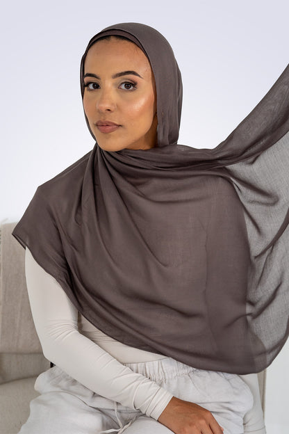 Premium Modal Hijab & Undercap Set - Mauve Brown