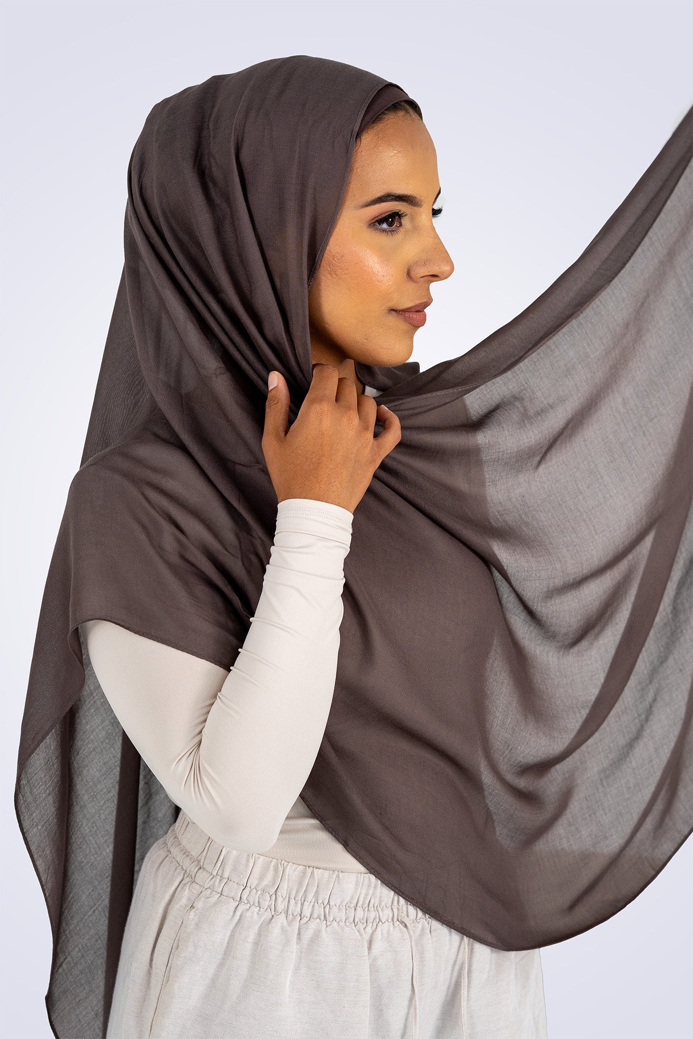 Premium Modal Hijab & Undercap Set - Mauve Brown