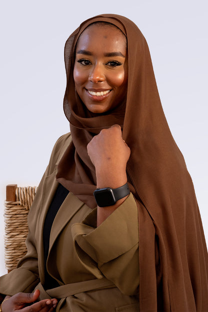 Matching Modal Hijab & Undercap - Chocolate Brown