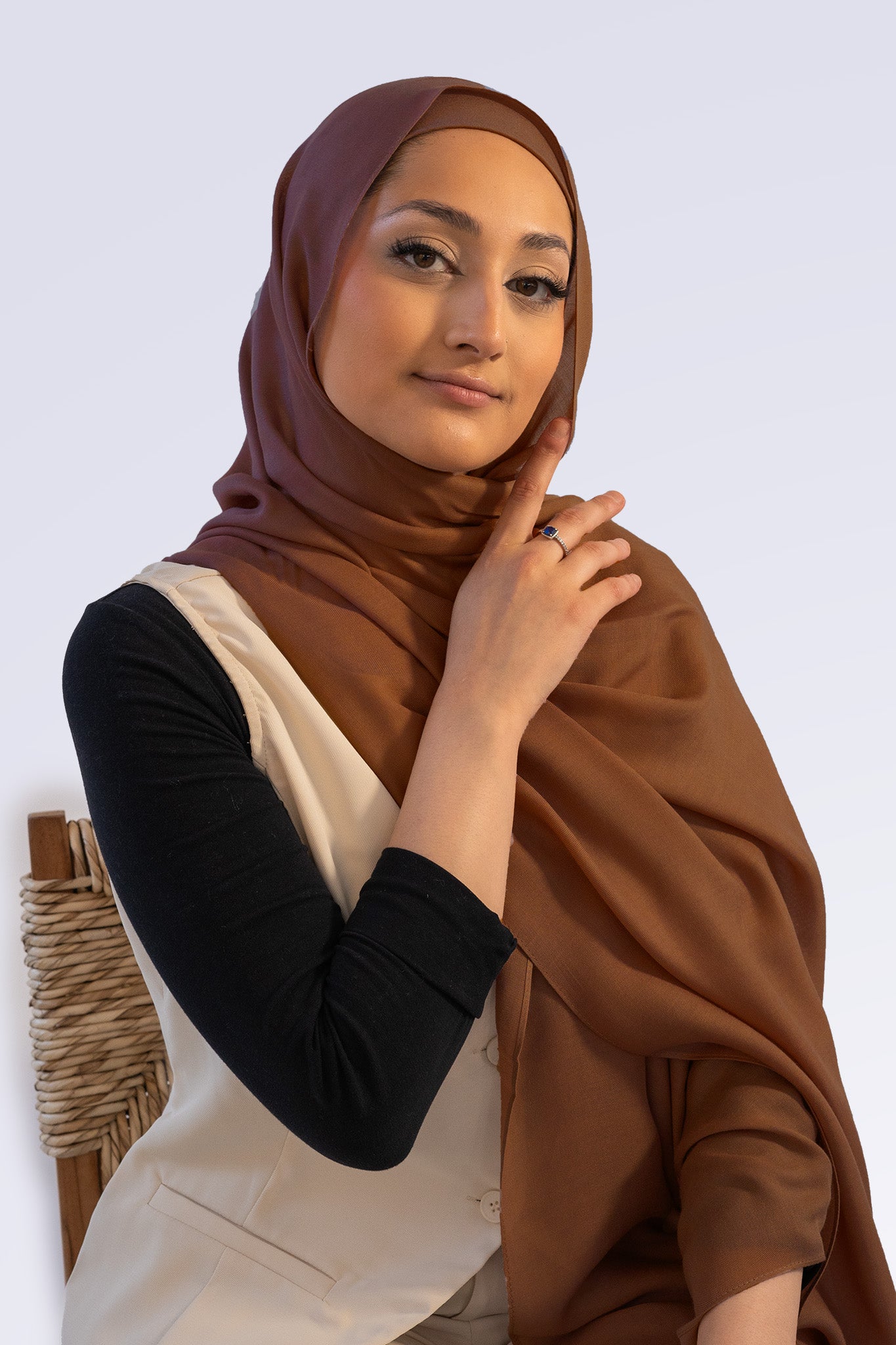 Matching Modal Hijab & Undercap - Chocolate Brown