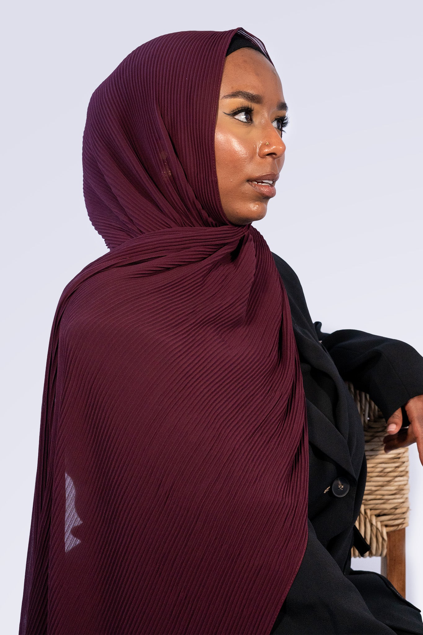 Pleated Chiffon Hijab - Plum