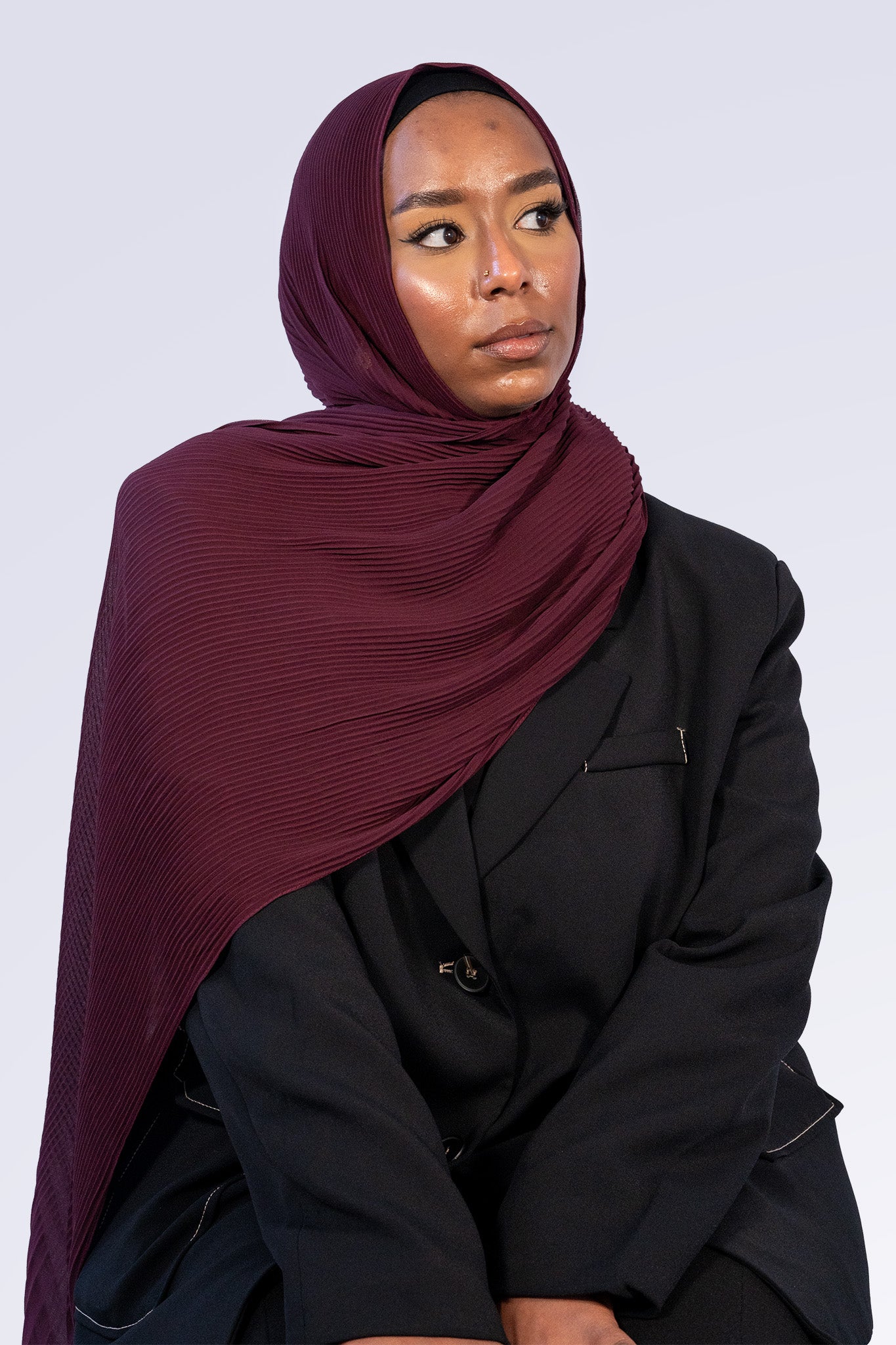 Pleated Chiffon Hijab - Plum