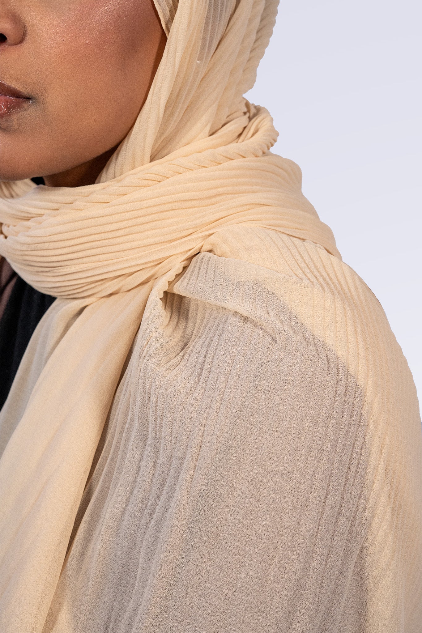 Pleated Chiffon Hijab - Vanilla