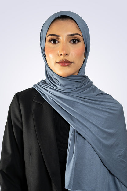 Bamboo Jersey Hijab - Blue Grey