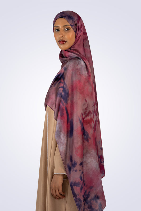 Printed Satin - Crimson Rouge