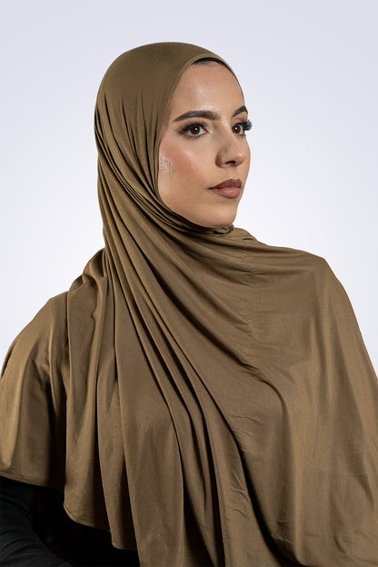 Bamboo Jersey Hijab - Khaki Brown