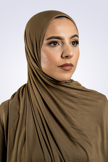 Bamboo Jersey Hijab - Khaki Brown