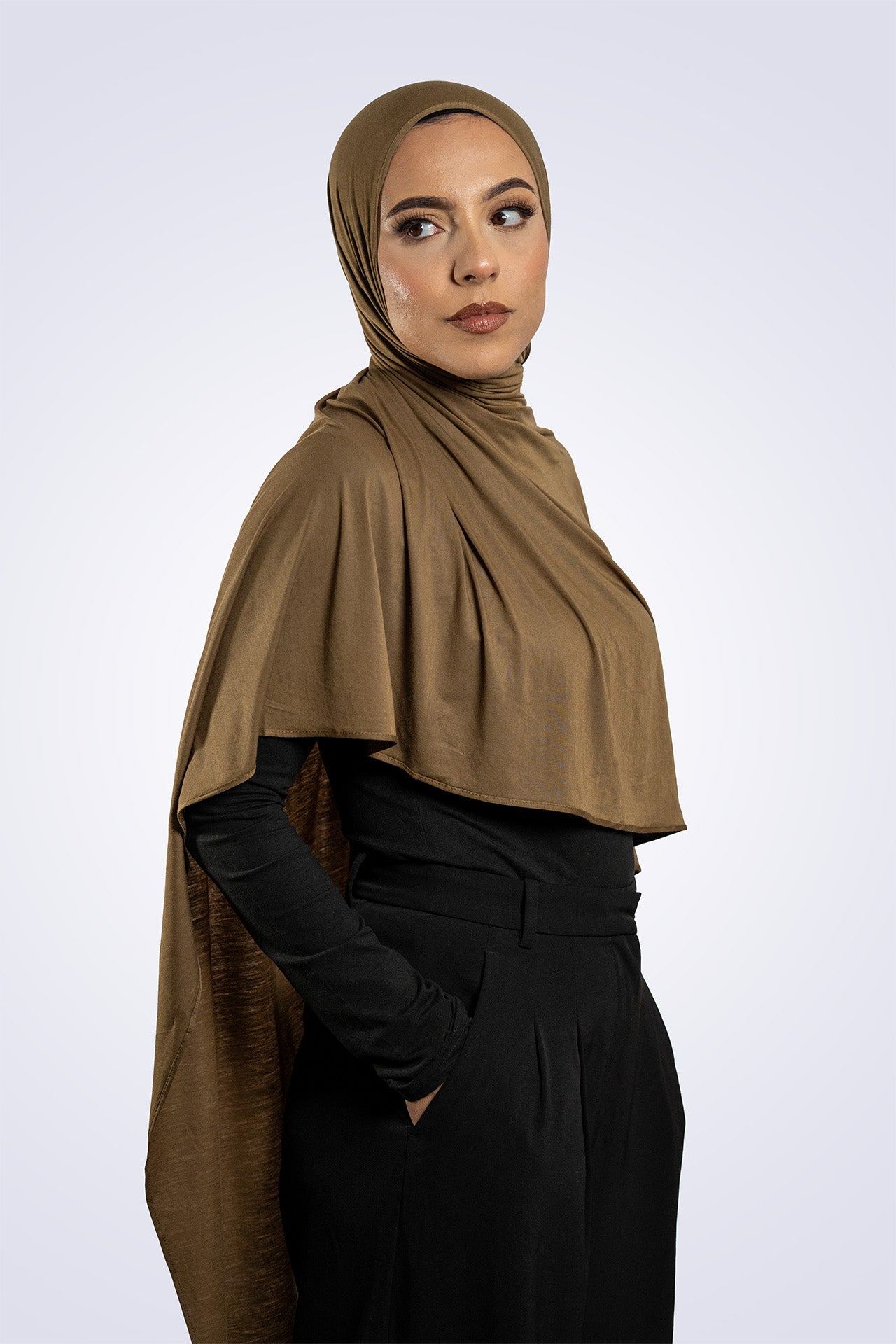 Bamboo Jersey Hijab - Khaki Brown