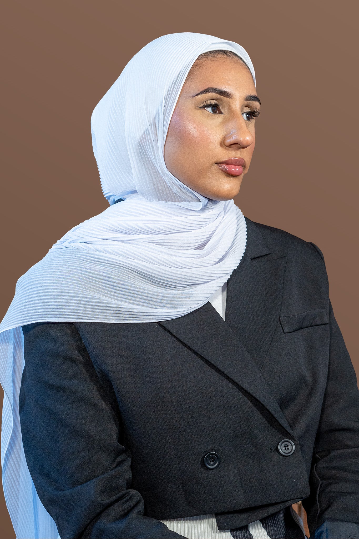 Pleated Chiffon Hijab - Pure White